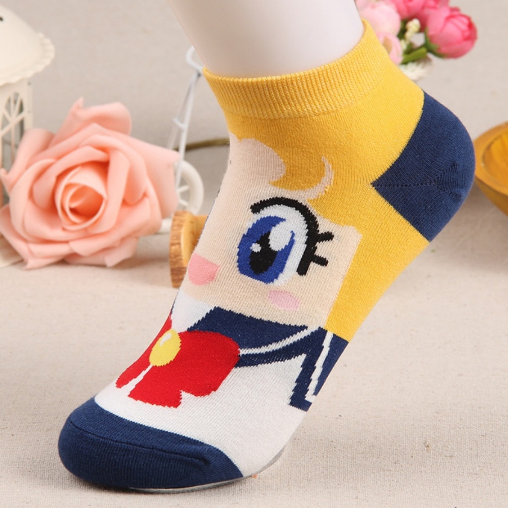 Set of 6! Sailor Moon Yellow Short Ankle Socks - Picture 7 of 8